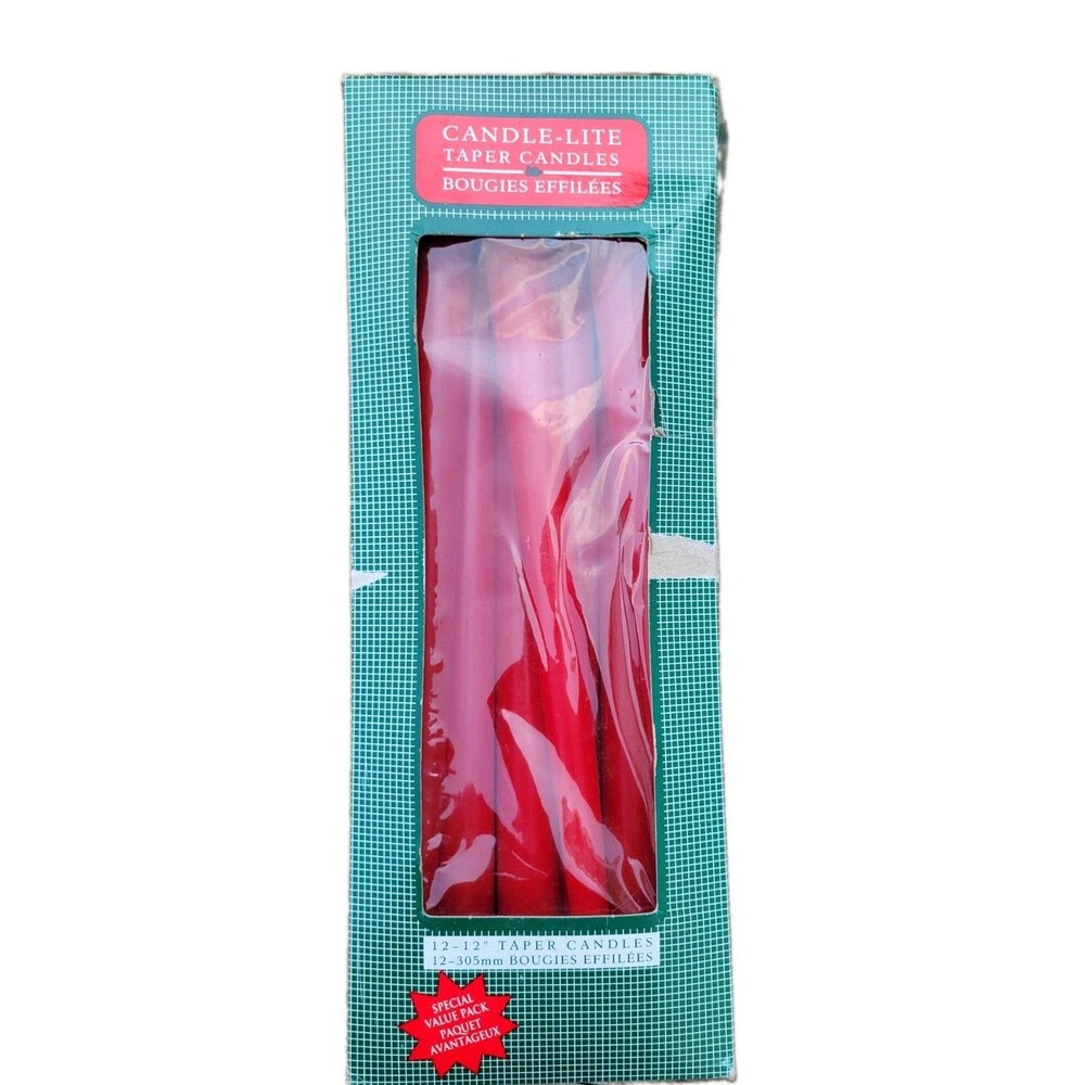 Candle-lite Taper Candles Red Wax Tapered Shape 12 in Height Holiday Decor
